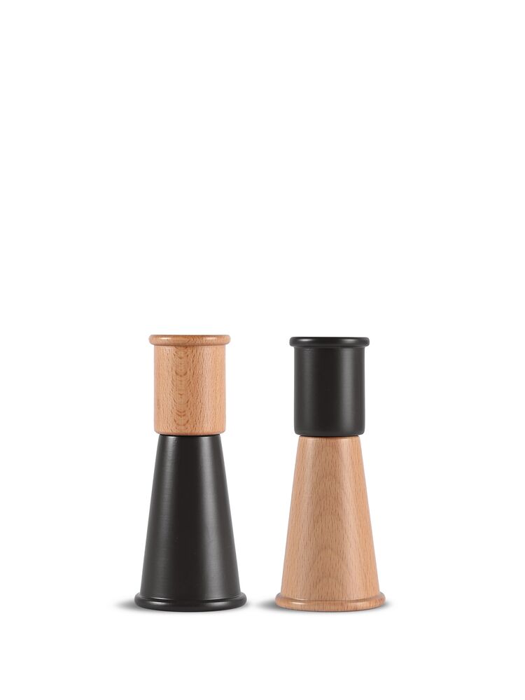 GURKEN SALT AND PEPPER MILL SMALL, 2-PCS, BLACK/BROWN