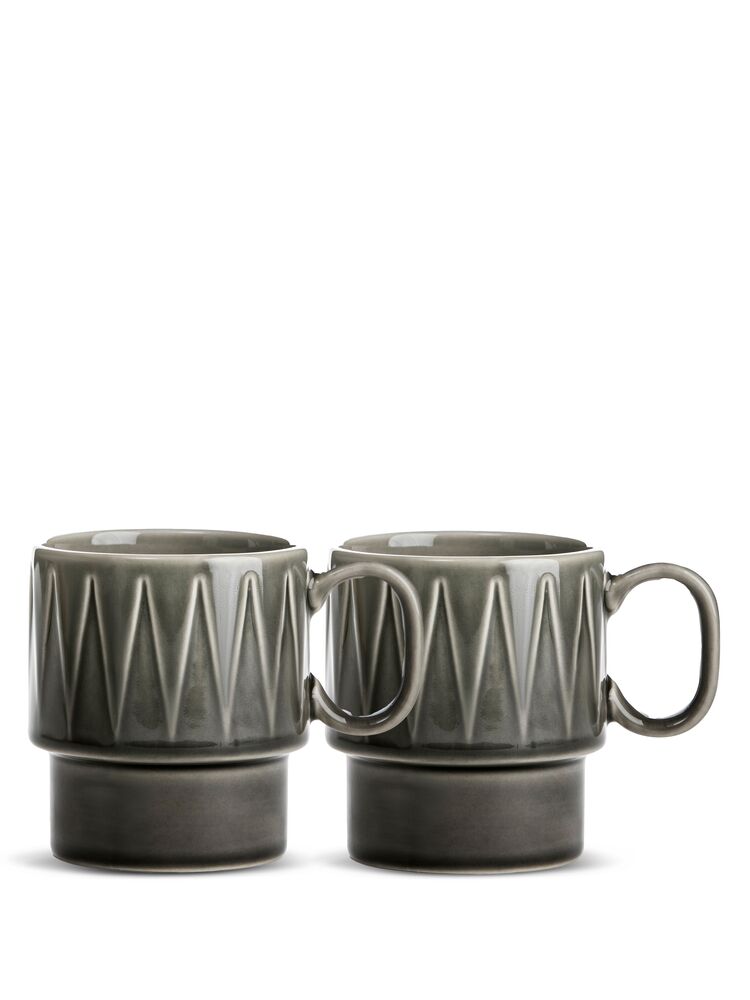 COFFEE & MORE COFFEE MUG 2-PCS, GREY