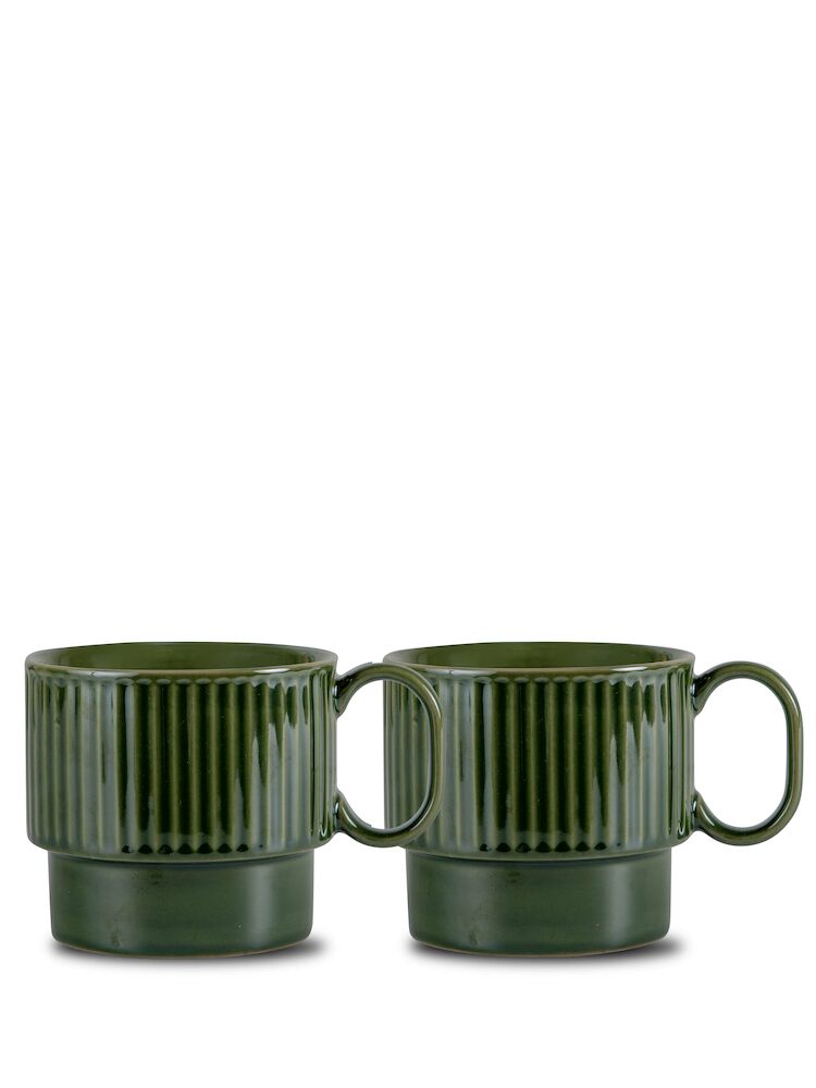 COFFEE &amp; MORE TEA MUG, 2-PCS GREEN