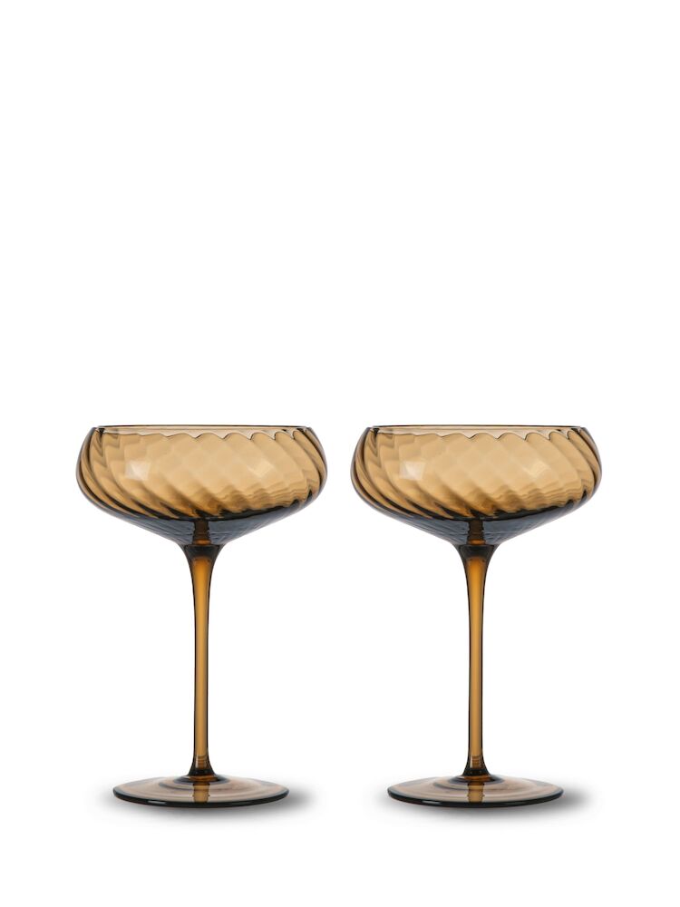 CHAMPAGNE SAUCER OPACITY 2PCS/SET, BROWN