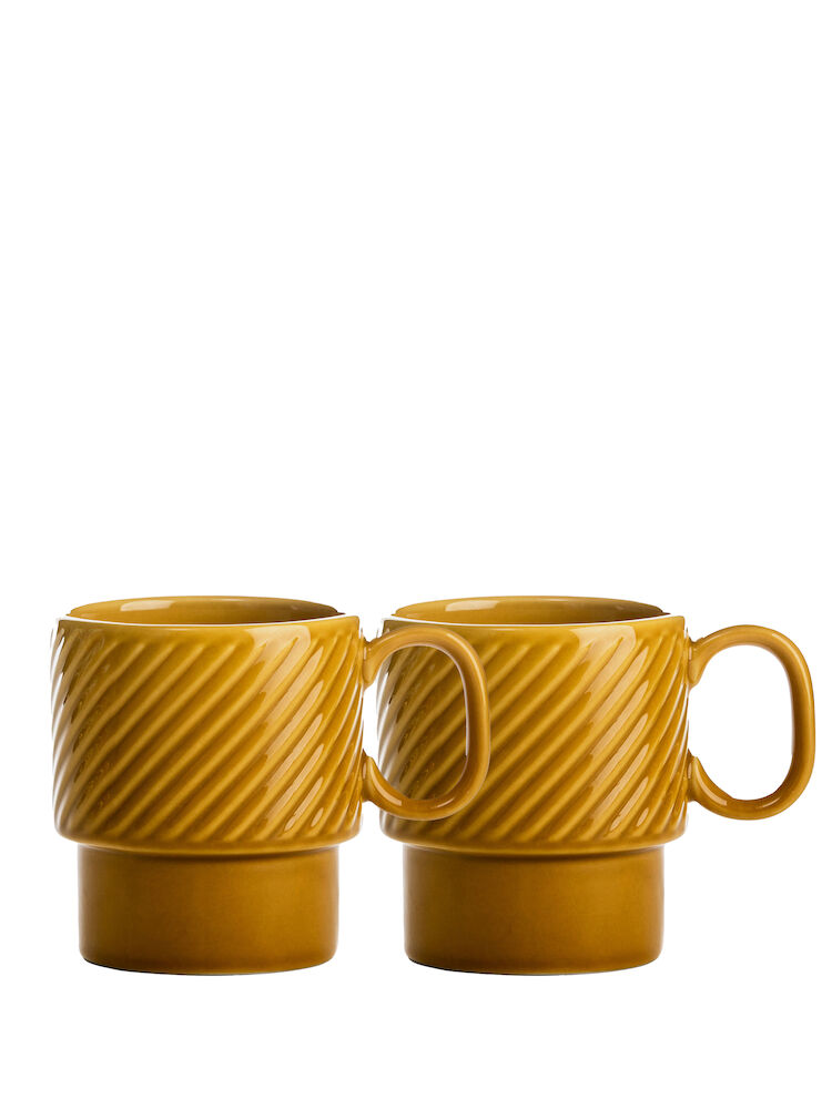 COFFEE & MORE COFFEE MUG 2-PCS, YELLOW