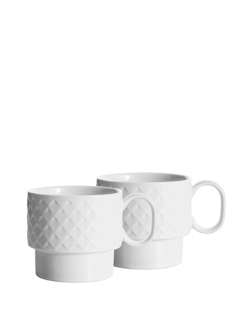 COFFEE & MORE TEA MUG, 2-PCS, WHITE