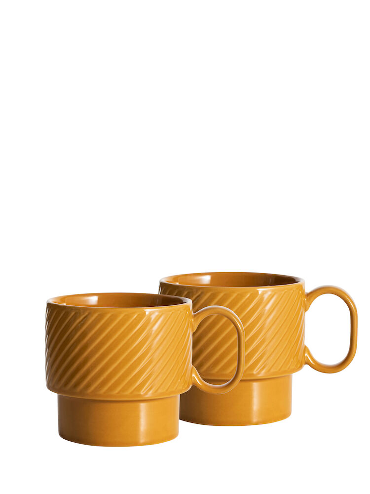 COFFEE &amp; MORE TEA MUG 2-PCS, YELLOW