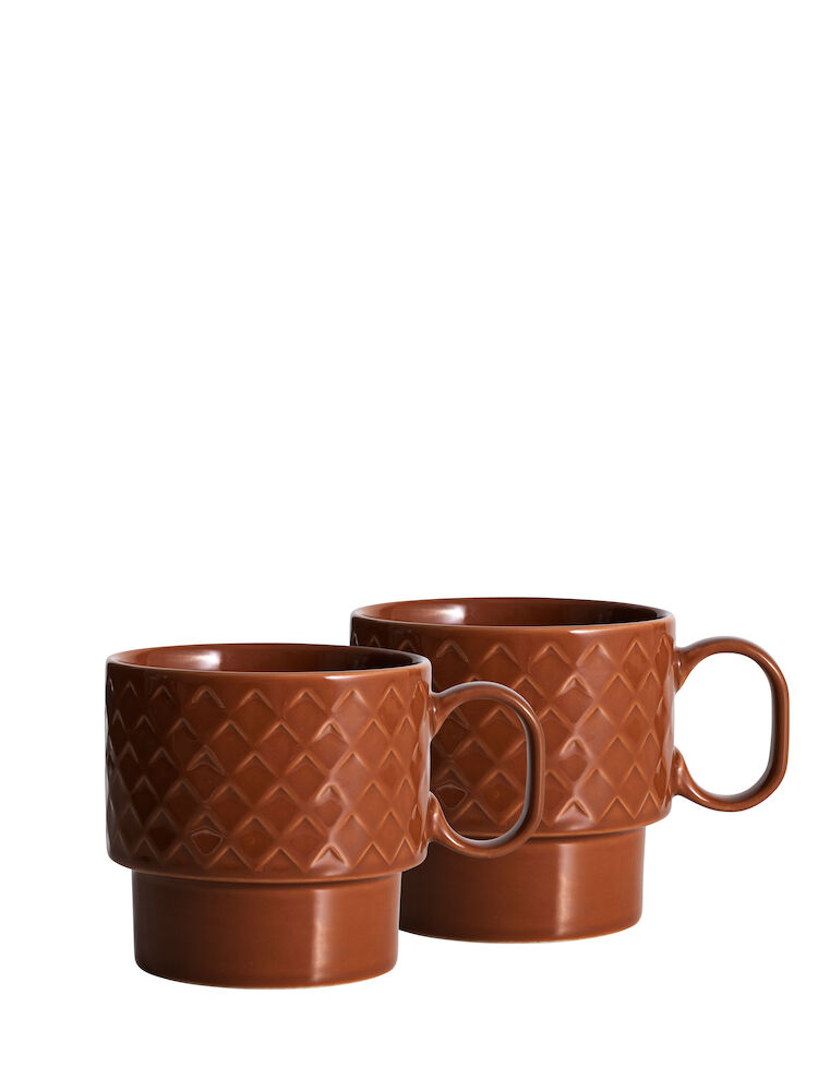 COFFEE &amp; MORE TEA MUG 2-PCS, TERRACOTTA