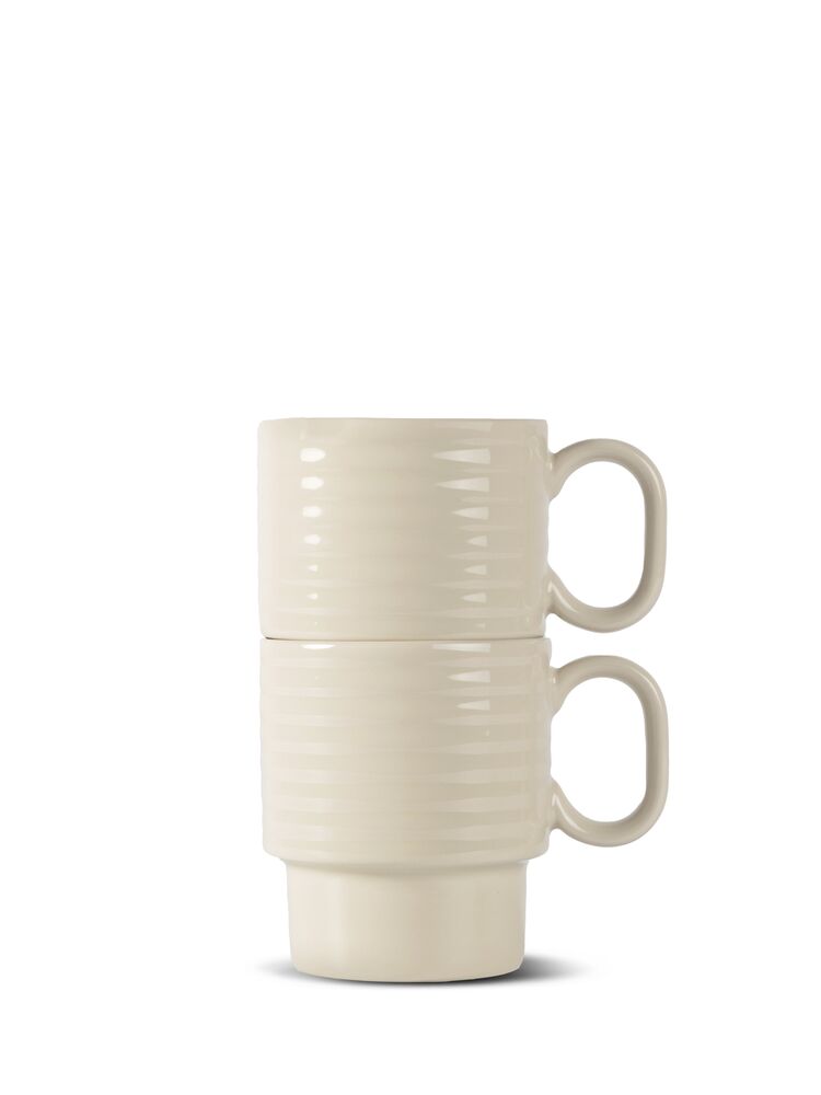 COFFEE & MORE COFFEE MUG, 2-PCS, BEIGE