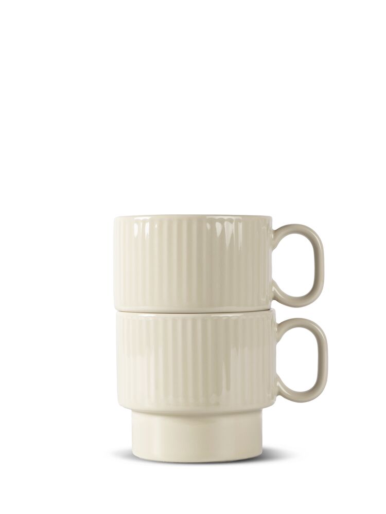 COFFEE & MORE TEA MUG, 2-PCS, BEIGE
