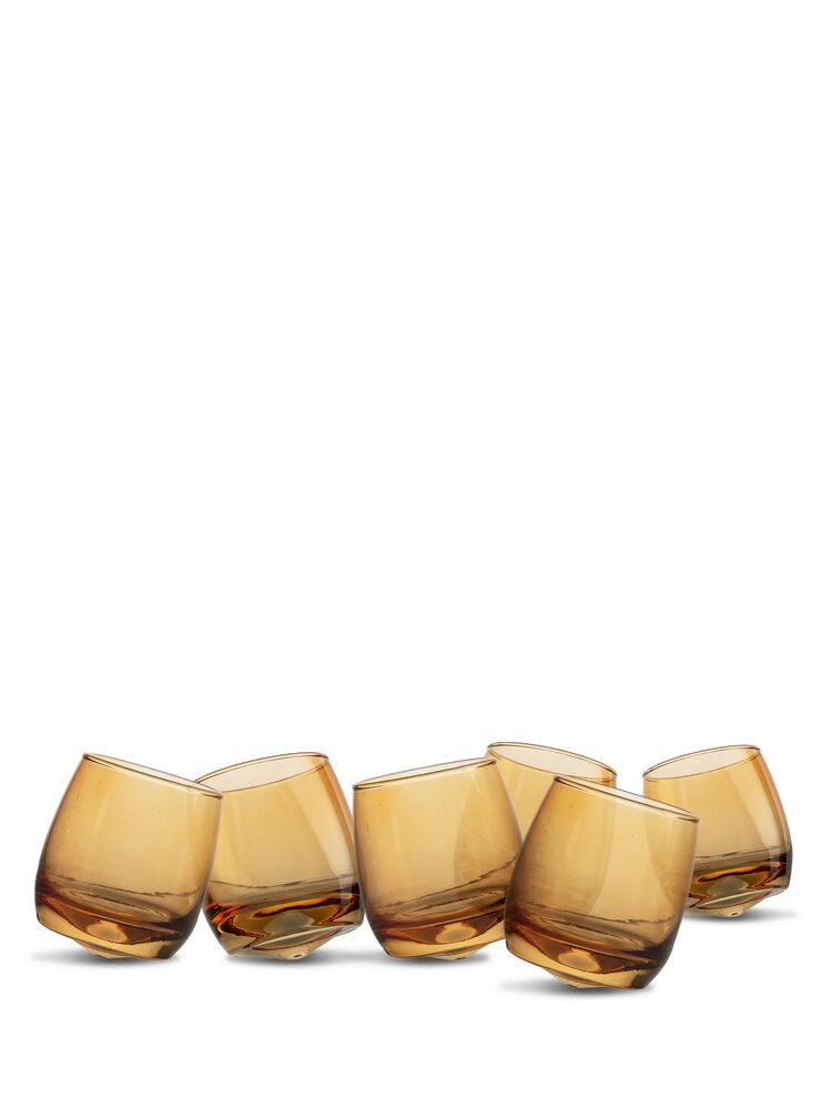 TUMBLERS WITH ROUNDED BASE, 6-PCS, AMBER