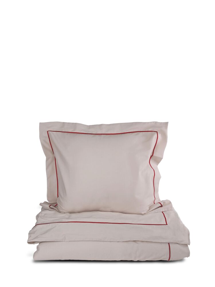 CARL DUVET COVER SET, BEIGE/BORDEAUX