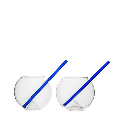 [5267800713] GLASS WITH STRAW MAGALUF 2-PACK CLEAR/BLUE