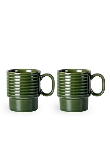 [5018370] COFFEE &amp; MORE COFFEE MUG 2-PCS, GREEN