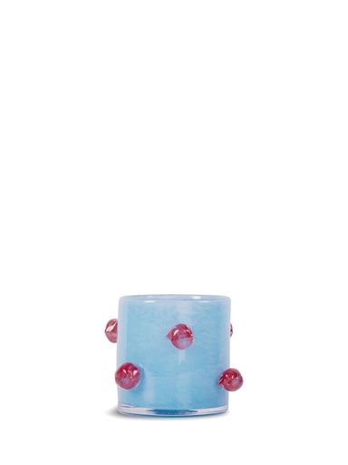 [5280607213] CANDLE HOLDER ARLO XS, LIGHT BLUE/BORDEAUX