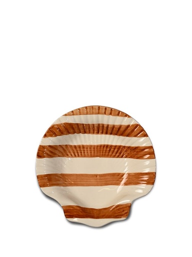 [5211200144] PLATE ARMONA STRIPE, LIGHT BROWN/WHITE